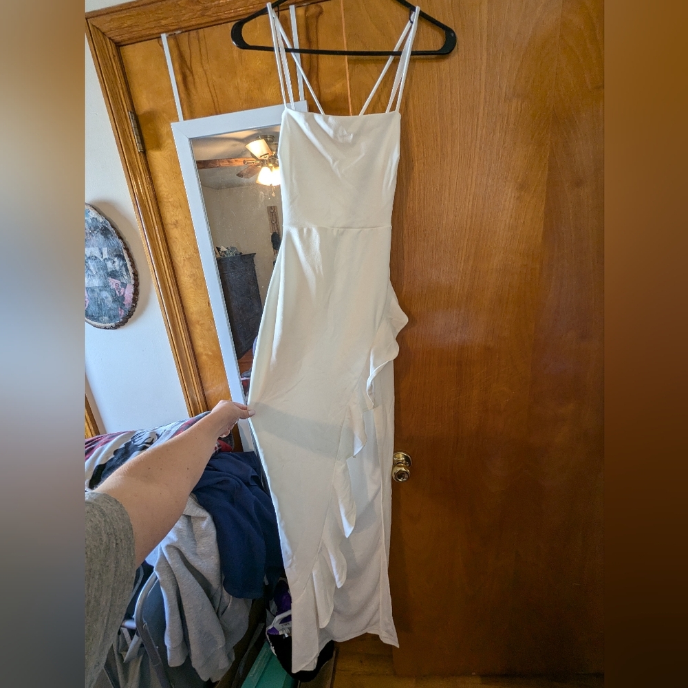 Windsor White Ruffle Maxi dress